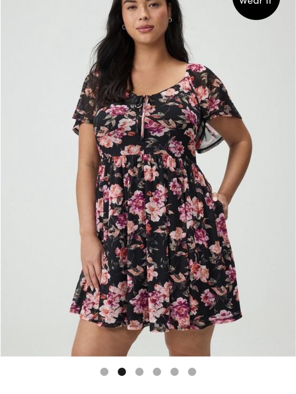 torrid Black Midi Dress with Pink Floral Print - Picture 11 of 13